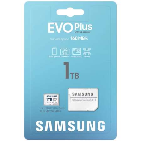 Карта памяти Micro SecureDigital 1Tb SDXC Samsung Evo Plus class10 UHS-I U3 (MB-MC1T0SA)