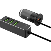 Автомобильное зарядное устройство Deppa 3xUSB A + USB Type-A QC 3.0, черное (11295)