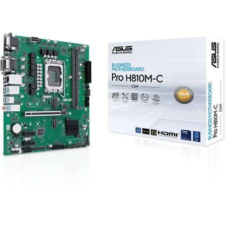 Материнская плата ASUS Pro H810M-C-CSM H810 Soc-1851 2xDDR5, 4xSATA3, 2хM.2, 1xPCI-E16x, 3xUSB3.2, 1xUSB3.2 Type C, D-Sub, DP, HDMI, Glan, mATX