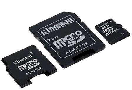 Micro SecureDigital 8Gb HC Kingston (Class 4) + 2 адаптера (SDC4/8GB-2ADP)