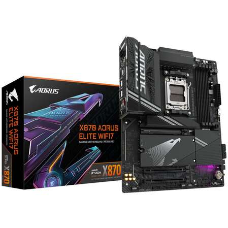 Материнская плата Gigabyte X870 AORUS Elite Wifi7 Socket-AM5 AMD X870 4xDDR5, 4xSATA3, RAID, 4xM.2, 3xPCI-E16x, 6xUSB3.2, 2xUSB3.2 Type C, DP, HDMI, Glan, ATX Ret
