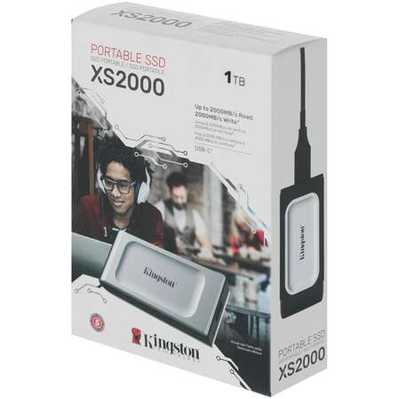 Внешний SSD-накопитель 1Tb Kingston XS2000 SXS2000/1000G (SSD) USB 3.2 серебристый