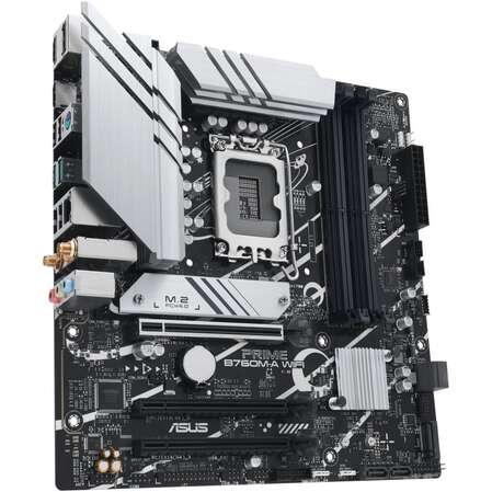 Материнская плата ASUS Prime B760M-A WiFi B760 Socket-1700 4xDDR5, 4xSATA3, RAID, 2xM.2, 3xPCI-E16x, 2xUSB3.2, DP, 2xHDMI, WiFi, 2.5Glan, mATX