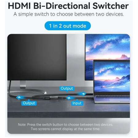 Разветвитель Vention AKOB0, 1 HDMI < => 2 HDMI v2.0