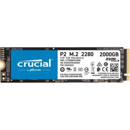 Внутренний SSD-накопитель 2000Gb Crucial P2 (CT2000P2SSD8) M.2 2280 PCIe NVMe 3.0 x4