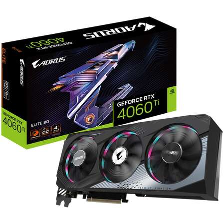 Видеокарта Gigabyte GeForce RTX 4060 Ti 8192Mb, AORUS Elite 8 Gb (GV-N406TAORUS OC-8GD) 2xHDMI, 2xDP, Ret