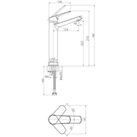 Смеситель для раковины Cersanit Flavis 63038