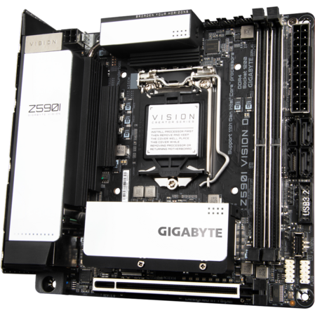 Материнская плата Gigabyte Z590I Vision D Z590 Socket-1200 2xDDR4, 4xSATA3, RAID, 2xM.2, 1xPCI-E16x, 6xUSB3.2, 2xUSB3.2 Type C(Thunderbolt), DPin, WiFi, Glan, mini-ITX