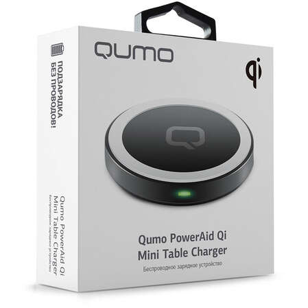 Беспроводная зарядная панель Qumo Qi Mini Table Charger, настольная, черная  