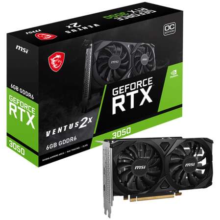 Видеокарта MSI GeForce RTX 3050 6144Mb, Ventus 2X 6G OC (RTX 3050 Ventus 2X E 6G OC) 2xHDMI, 1xDP, Ret