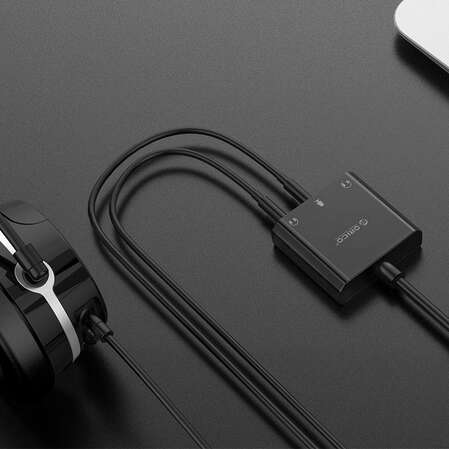 Адаптер USB2.0 - Audio/Mic 2x3.5 мм Jack (f)  Orico SKT3-BK