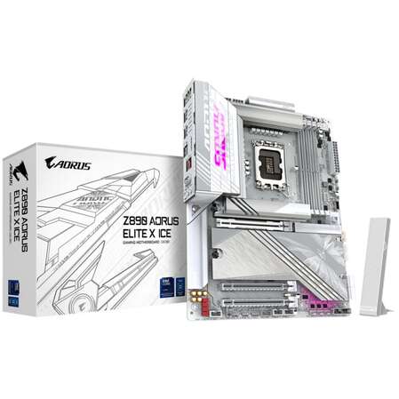 Материнская плата Gigabyte Z890 AORUS Elite X Ice Z890 Soc-1851 4xDDR5, 4xSATA3, RAID, 5хM.2, 3xPCI-E16x, 6xUSB3.2, 1xUSB3.2 Type C, DP, WiFi, 2.5Glan, ATX