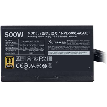 Блок питания 500W Cooler Master MWE Bronze MPE-5001-ACAAB-EU