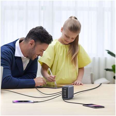 Сетевое зарядное устройство Ugreen Nexode CD333 (90903B) 300W GaN 4xUSB-C + USB-A темно-серый