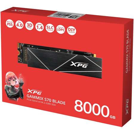 Внутренний SSD-накопитель 8000Gb A-Data Gammix S70 Blade AGAMMIXS70B-8000G-CS M.2 2280 PCIe NVMe 4.0 x4