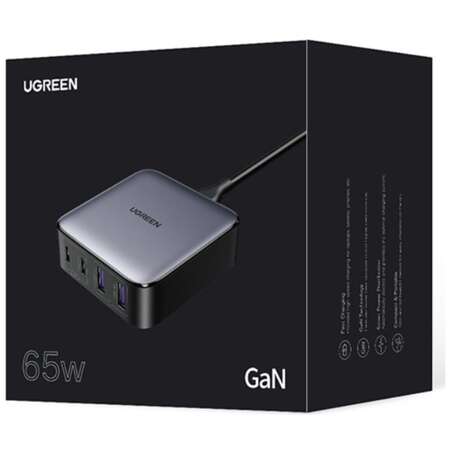 Сетевое зарядное устройство Ugreen Nexode CD327 (90747) 65W GaN 2xUSB-C + 2xUSB-A темно-серый