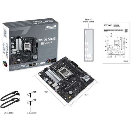 Материнская плата ASUS Prime B650M-R B650 Socket AM5 2xDDR5, 4xSATA3, RAID, 2xM.2, 2xPCI-E16x, 2xUSB3.2, HDMI, 2.5Glan, mATX