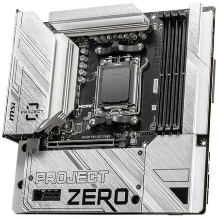 Материнская плата MSI B650M Project Zero BTF Socket-AM5 AMD B650 4xDDR5, 4xSATA3, RAID, 2xM.2, 1xPCI-E16x, 5xUSB3.2, 2xUSB3.2 Type C, DP, HDMI, WiFi, 2.5Glan, mATX Ret