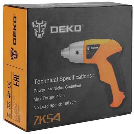 Аккумуляторная отвертка Deko ZKS4, 4В 063-4113