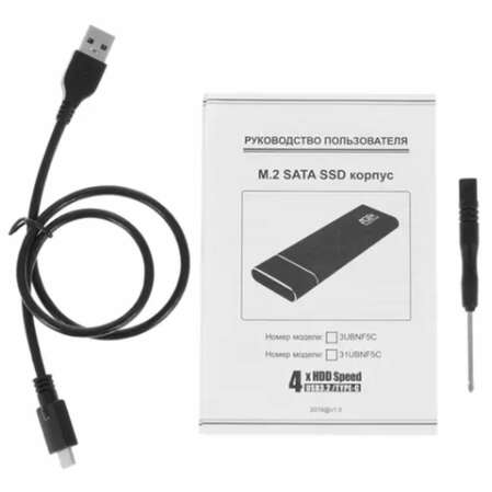 Корпус для SSD M.2 NGFF (B-key) AgeStar 3UBNF5C, USB Type-C Black
