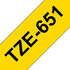 Наклейка ламинированная плотная TZe-S651 (24мм чёрный шрифт на жёлтом фоне, длина 8м)