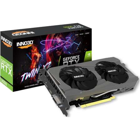 Видеокарта Inno3D GeForce RTX 3050 8192Mb, Twin X2 V2 (N30502-08D6-1711VA41) 1xDVI-D, 1xHDMI, 1xDP, Ret