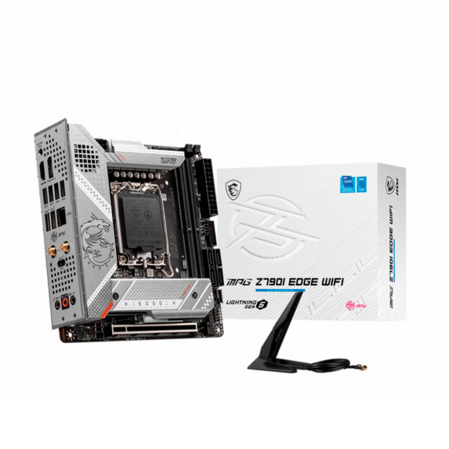 Материнская плата MSI MPG Z790I Edge WiFi Z790 Socket-1700 2xDDR5, 4xSATA3, RAID, 3хM.2, 1xPCI-E16x, 6xUSB3.2, 1xUSB3.2 Type C, WiFi, DP, HDMI, 2.5Glan, mini-ITX