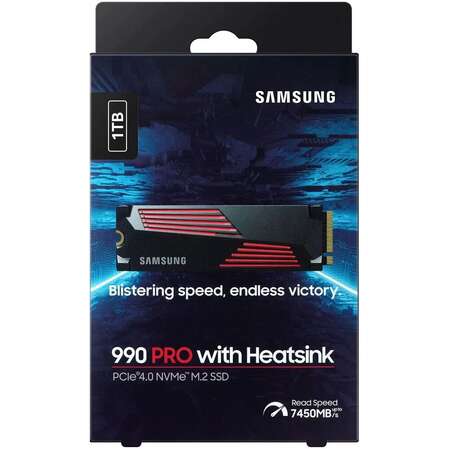 Внутренний SSD-накопитель 1000Gb Samsung 990 Pro with Heatsink (MZ-V9P1T0CW) M.2 2280 PCI-E 4.0 x4