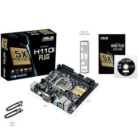 Материнская плата ASUS H110I-Plus Socket-1151, H110, 2xDDR4, 1xPCI-E16x, 4xSATA3, D-Sub, DVI, HDMI, 4xUSB3.0, D-Sub, DVI, HDMI, GLan Mini-ITX, Ret