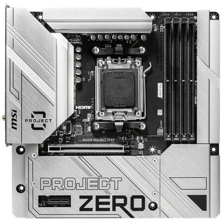 Материнская плата MSI B650M Project Zero BTF Socket-AM5 AMD B650 4xDDR5, 4xSATA3, RAID, 2xM.2, 1xPCI-E16x, 5xUSB3.2, 2xUSB3.2 Type C, DP, HDMI, WiFi, 2.5Glan, mATX Ret
