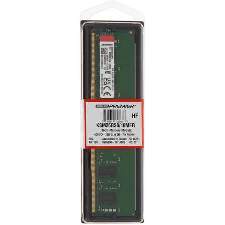 Модуль памяти Kingston 16GB 2666MHz DDR4 RDIMM ECC Reg CL19 1Rx8 Micron F Rambus