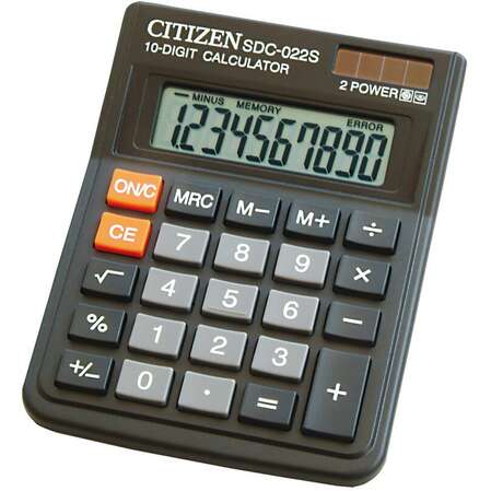 Калькулятор Citizen SDC-022S черный 10-разр.