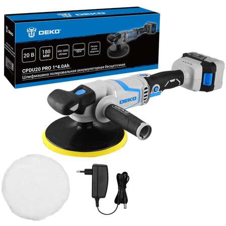 Аккумуляторная полировальная машина Deko CPDU20 PRO, 180 мм, 20В, 1x4.0Ач 083-1033