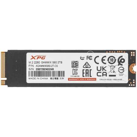 Внутренний SSD-накопитель 2000Gb A-Data Gammix S60 AGAMMIXS60-2T-CS M.2 2280 PCIe NVMe 4.0 x4