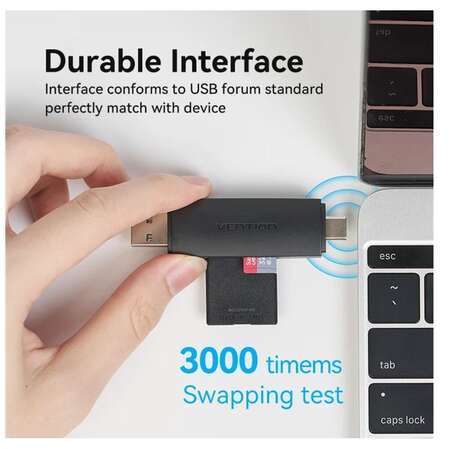 Card Reader Vention CLKB0 USB 3.0 A+C SD+TF Черный