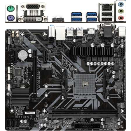 Материнская плата Gigabyte B450M S2H V2 B450 Socket AM4 2xDDR4, 4xSATA3, RAID, 1xM.2, 1xPCI-E16x, 4xUSB3.1, D-Sub, DVI-D, HDMI, Glan, mATX