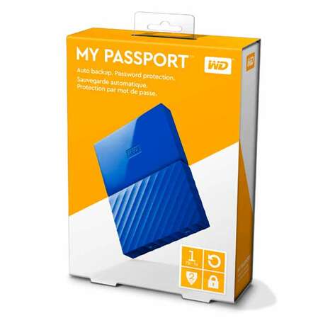 Внешний жесткий диск 2.5" 1Tb WD My Passport WDBBEX0010BBL-EEUE USB3.0 Синий