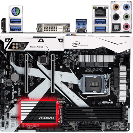 Материнская плата ASRock Z270 Killer SLI Z270 Socket-1151 4xDDR4, 6xSATA3, RAID, 2xM.2, 2xPCI-E16x, 6xUSB3.0, DVI, HDMI, Glan, ATX