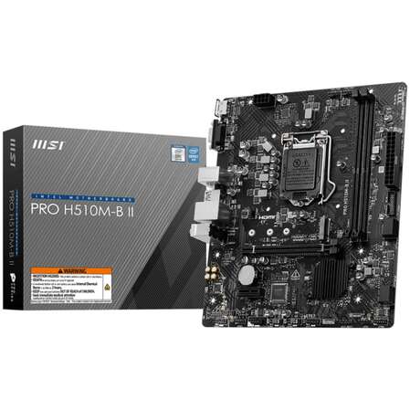Материнская плата MSI Pro H510M-B II H470 Socket-1200 2xDDR4, 4xSATA3, 1xM.2, 1xPCI-E16x, 2xUSB3.2, D-Sub, HDMI, Glan, mATX