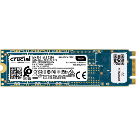 Внутренний SSD-накопитель 500Gb Crucial MX500 CT500MX500SSD4N M.2 2280 SATA3