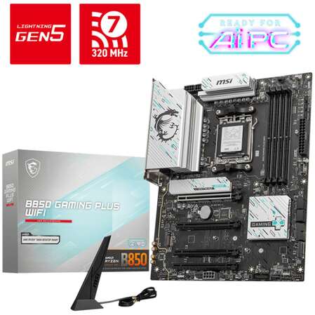 Материнская плата MSI B850 Gaming Plus WiFi Socket-AM5 AMD B850 4xDDR5, 4xSATA3, RAID, 3xM.2, 4xPCI-E16x, 2xUSB3.2, 2xUSB3.2 Type C, DP, WiFi, 5Glan, ATX Ret