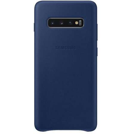 Чехол для Samsung Galaxy S10+ SM-G975 Leather Cover тёмно-синий