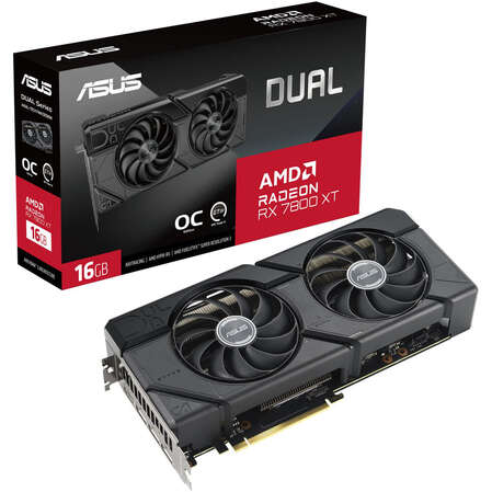 Видеокарта ASUS AMD Radeon RX 7800 XT OC Edition 16G 16384Mb, (DUAL-RX7800XT-O16G) 3xDP, 1xHDMI, Ret