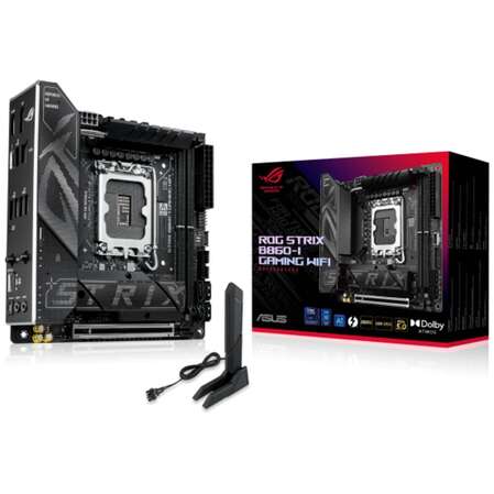 Материнская плата ASUS ROG Strix B860-I Gaming WiFi B860 Soc-1851 2xDDR5, 4xSATA3, RAID, 2хM.2, 1xPCI-E16x, 4xUSB3.2, 2xUSB3.2 Type C, DP, HDMI, WiFi, 2.5Glan, Mini-ITX