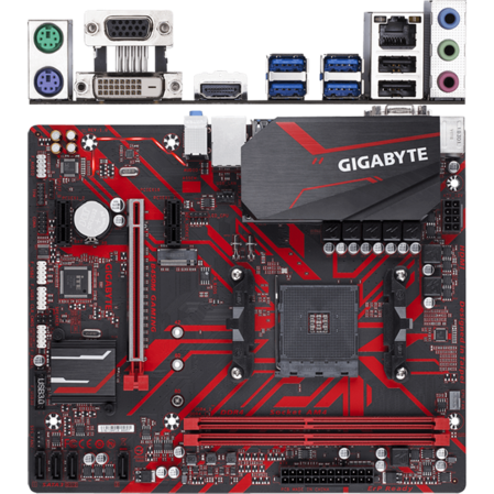 Материнская плата Gigabyte B450M Gaming B450 Socket AM4 2xDDR4, 4xSATA3, RAID, 1xM.2, 2xPCI-E16x, 4xUSB3.1, D-Sub, DVI-D, HDMI, Glan, mATX