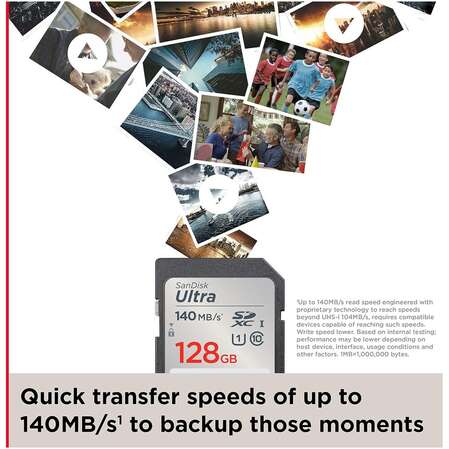 Карта памяти SecureDigital 128Gb Sandisk Ultra SDXC class 10 UHS-I (SDSDUNB-128G-GN6IN)