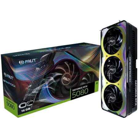 Видеокарта Palit GeForce RTX 5080 16384Mb, GameRock OC 16 Gb (NE75080T19T2-GB2030G) 1xHDMI, 3xDP, Ret