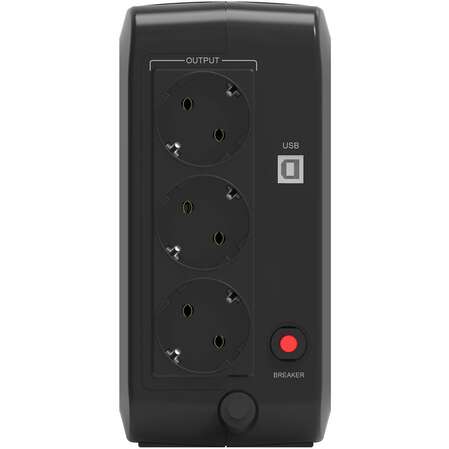 ИБП HIPER OFFICE-400, Standby, 400ВА(240Вт), 3 розетки Schuko, USB-порт, чёрный