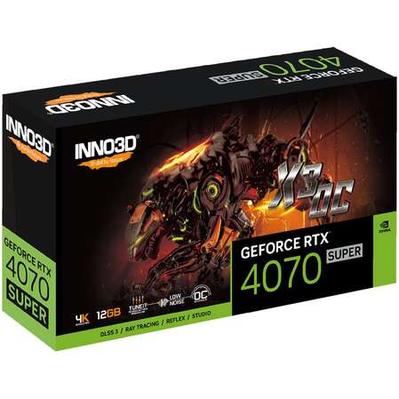 Видеокарта Inno3D GeForce RTX 4070 Super 12288Mb, Twin X3 OC 12 Gb (N407S3-126XX-186162L) 1xHDMI, 3xDP, Ret