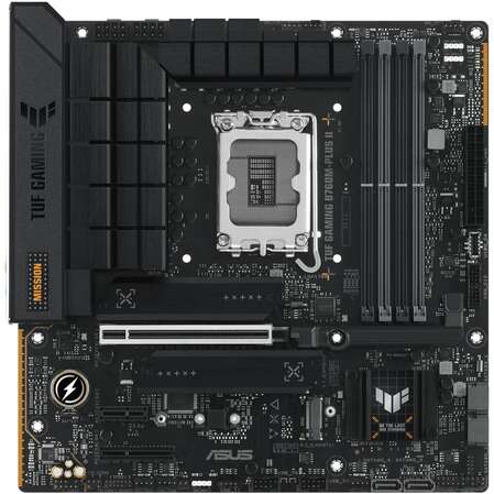 Материнская плата ASUS TUF Gaming B760M-Plus II B760 Socket-1700 4xDDR5, 4xSATA3, RAID, 3xM.2, 2xPCI-E16x, 3xUSB3.2, 1xUSB3.2 Type C, DP, HDMI, 2.5Glan, mATX